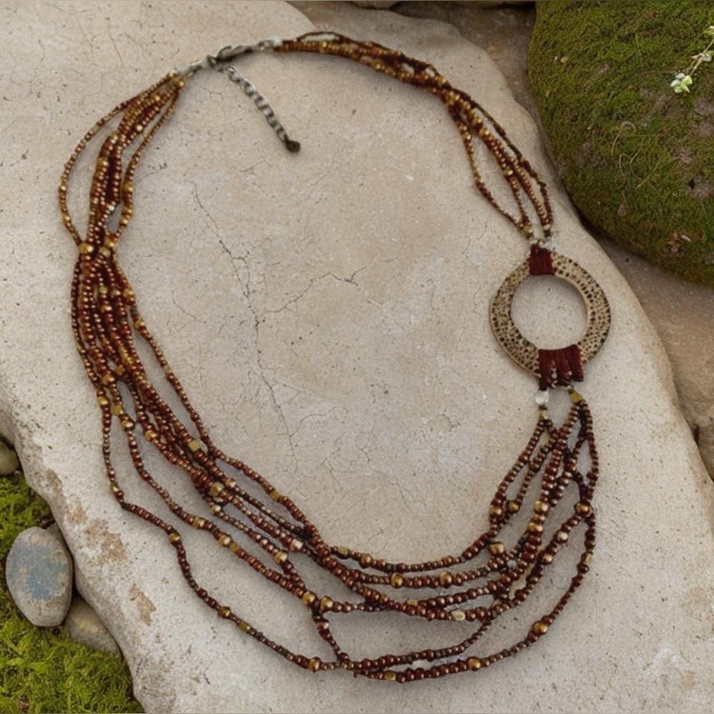 Silpada Multi-StrandBrass Beaded Necklace
N1785  adjustable 18”-20” inches